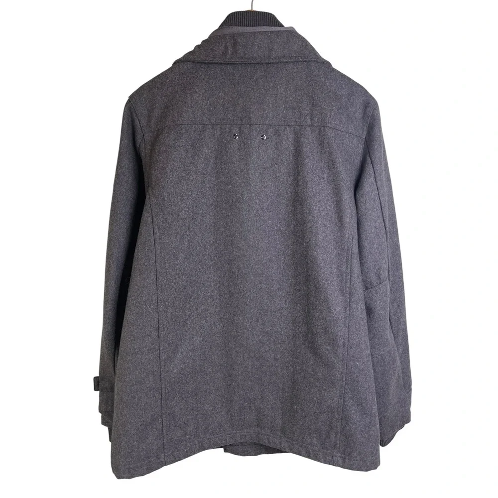 Whispering Smith‎ Gray Lined Double Breasted Heavy Wool Blend Coat Large Read